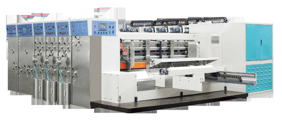 Lead Edge Feeder 4 Color Flexo Printer Rotary Die Cutter Vibrator And Counter Stacker Machine